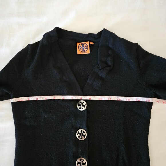 TORY BURCH Simone Black Button-Up Merino Wool Sweater - Picture 10 of 11